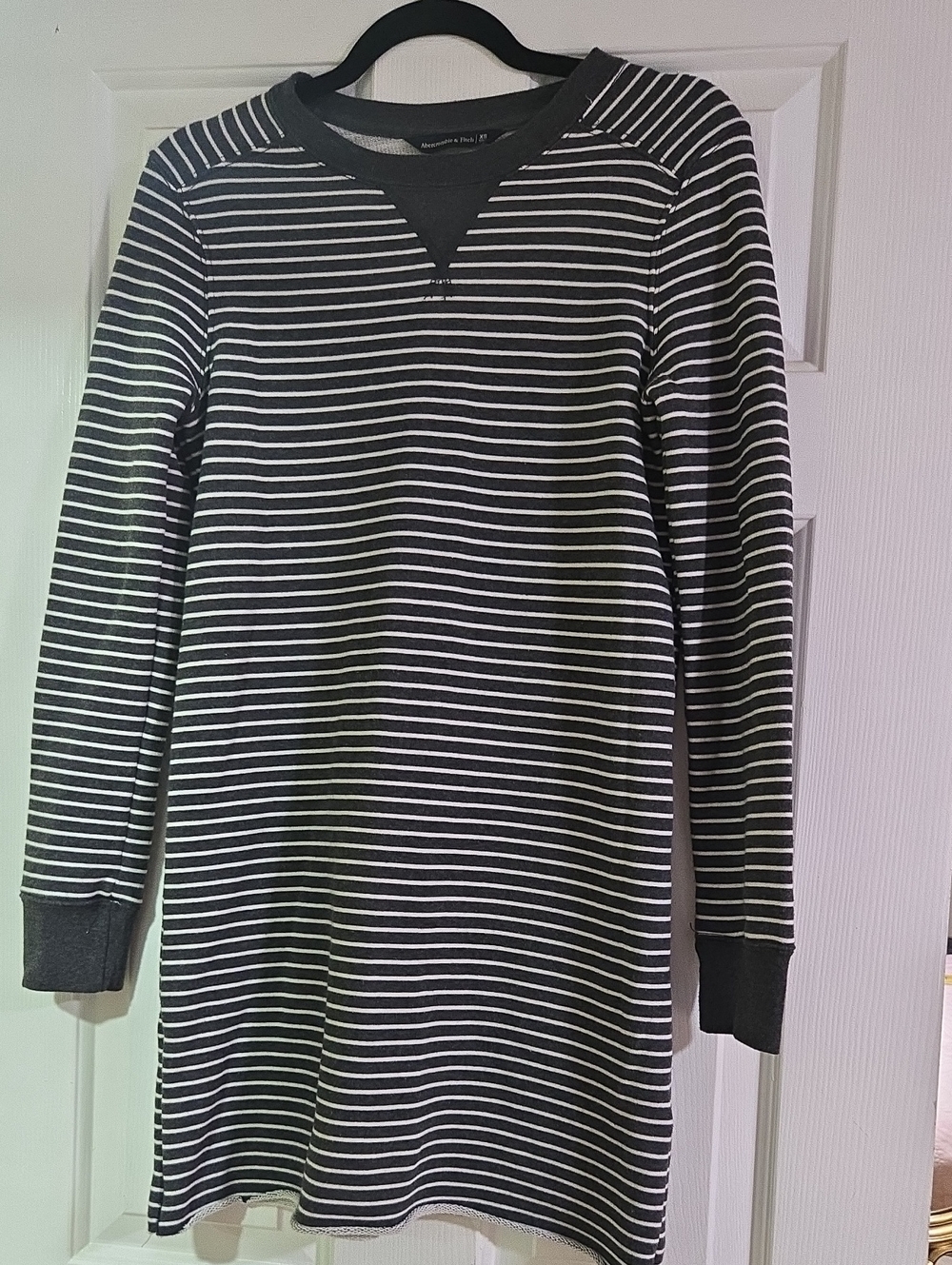 Abercrombie & Fitch Black and White Striped Womens Sweatshirt Dress